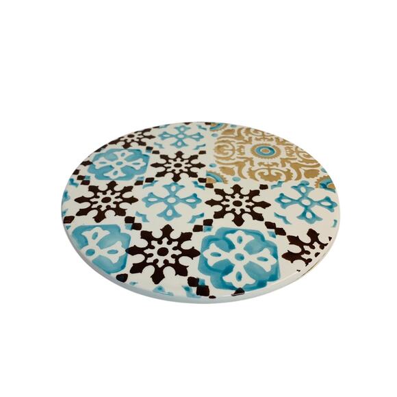 Duro Handpainted Portuguese Tile Trivet Cork Back 9.5 Inch Diameter - Picture 7 of 9